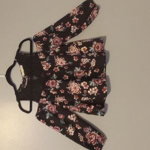 Off the shoulder nylon and lace shirt